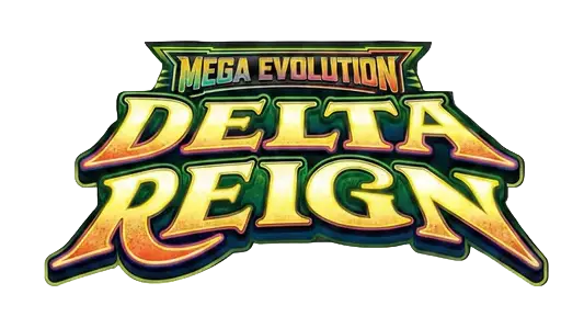 Logo of Mega Evolution Delta Reign, showcasing vibrant colors and bold lettering from the Pokemon expansion.