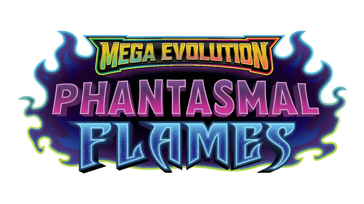 Logo for the Pokémon TCG set Phantasmal Flames featuring Mega Evolution graphics.