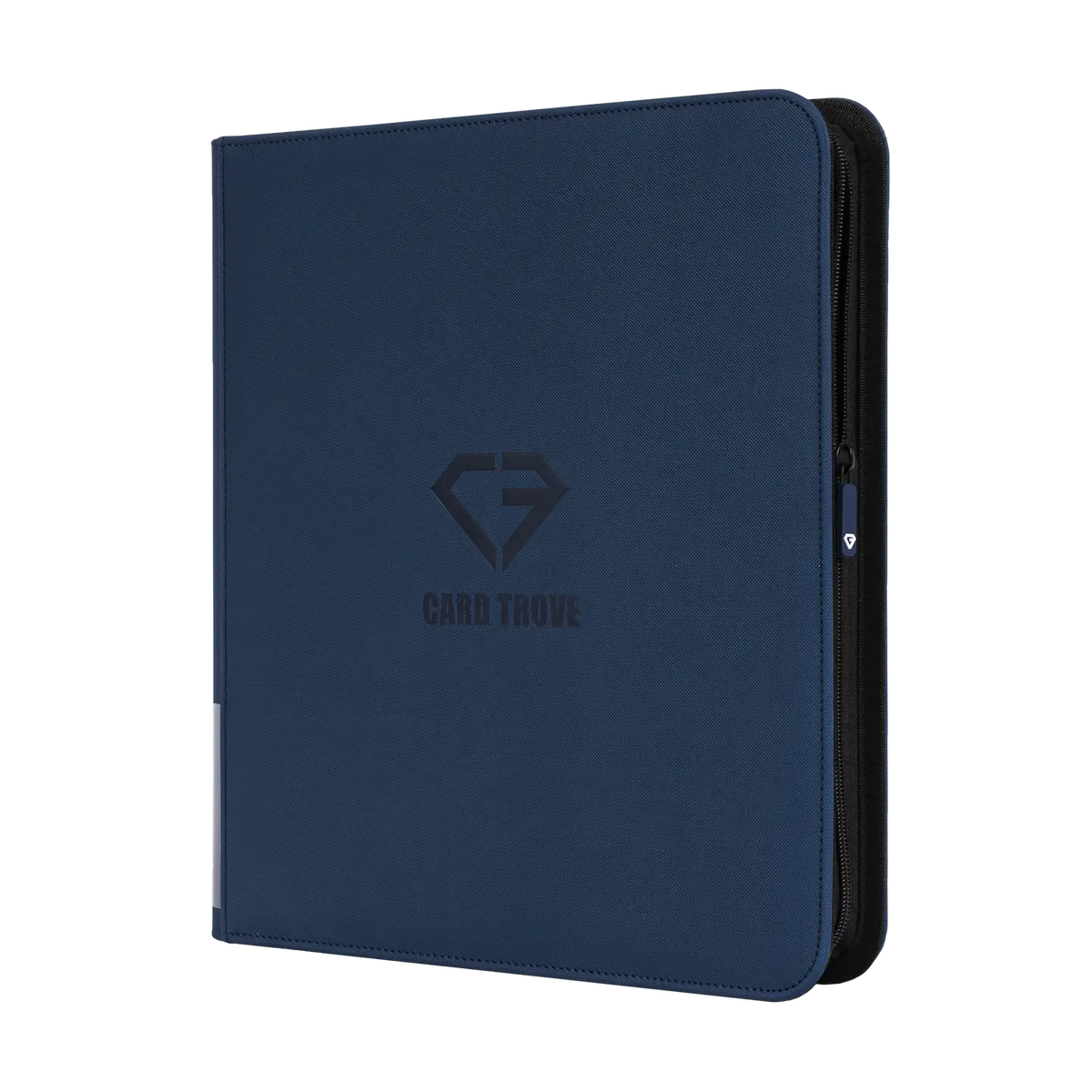 12-Pocket Card Binder Blue for standard trading cards with smooth zipper and impact-resistant finish.