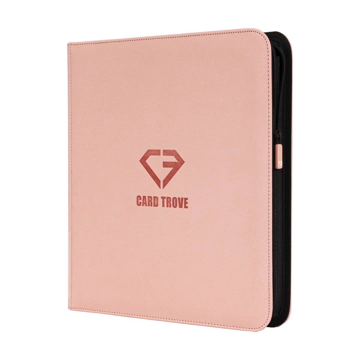 12 Pocket Card Binder Pink with sturdy design and smooth zipper for trading cards.