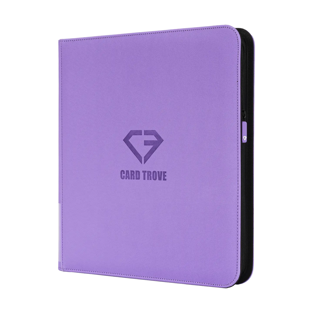 12-Pocket Card Binder Purple for storing 480 standard trading cards with zip closure and splash-resistant finish.