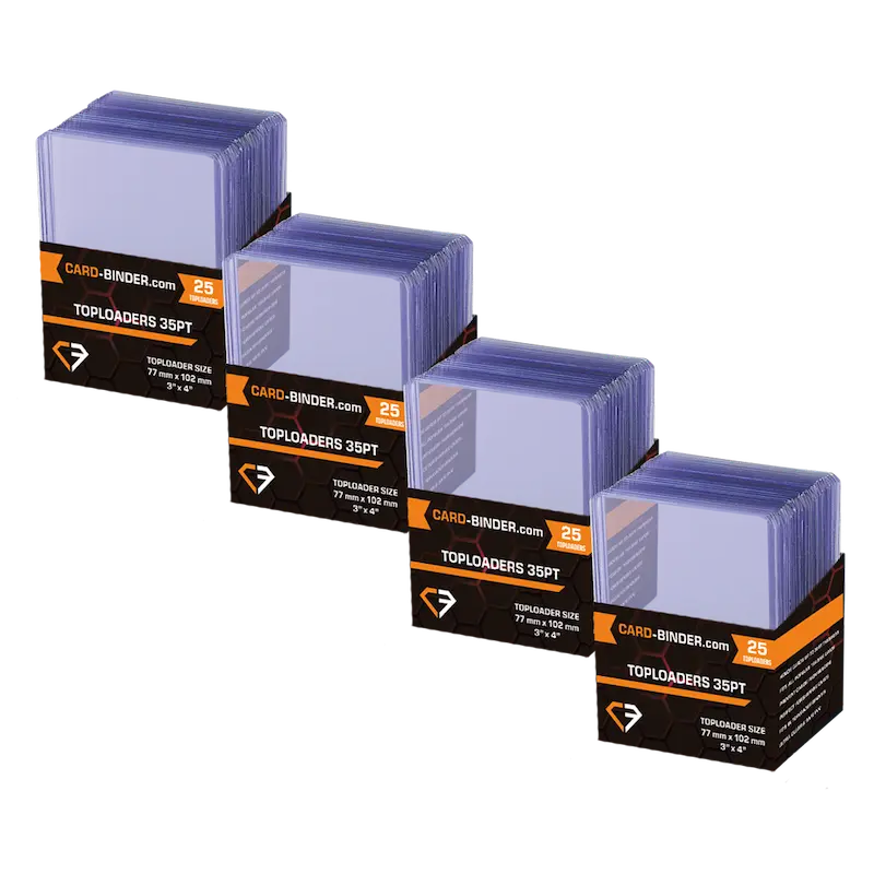 Standard Size Toploaders in packs, perfect for storing and protecting trading and gaming cards.