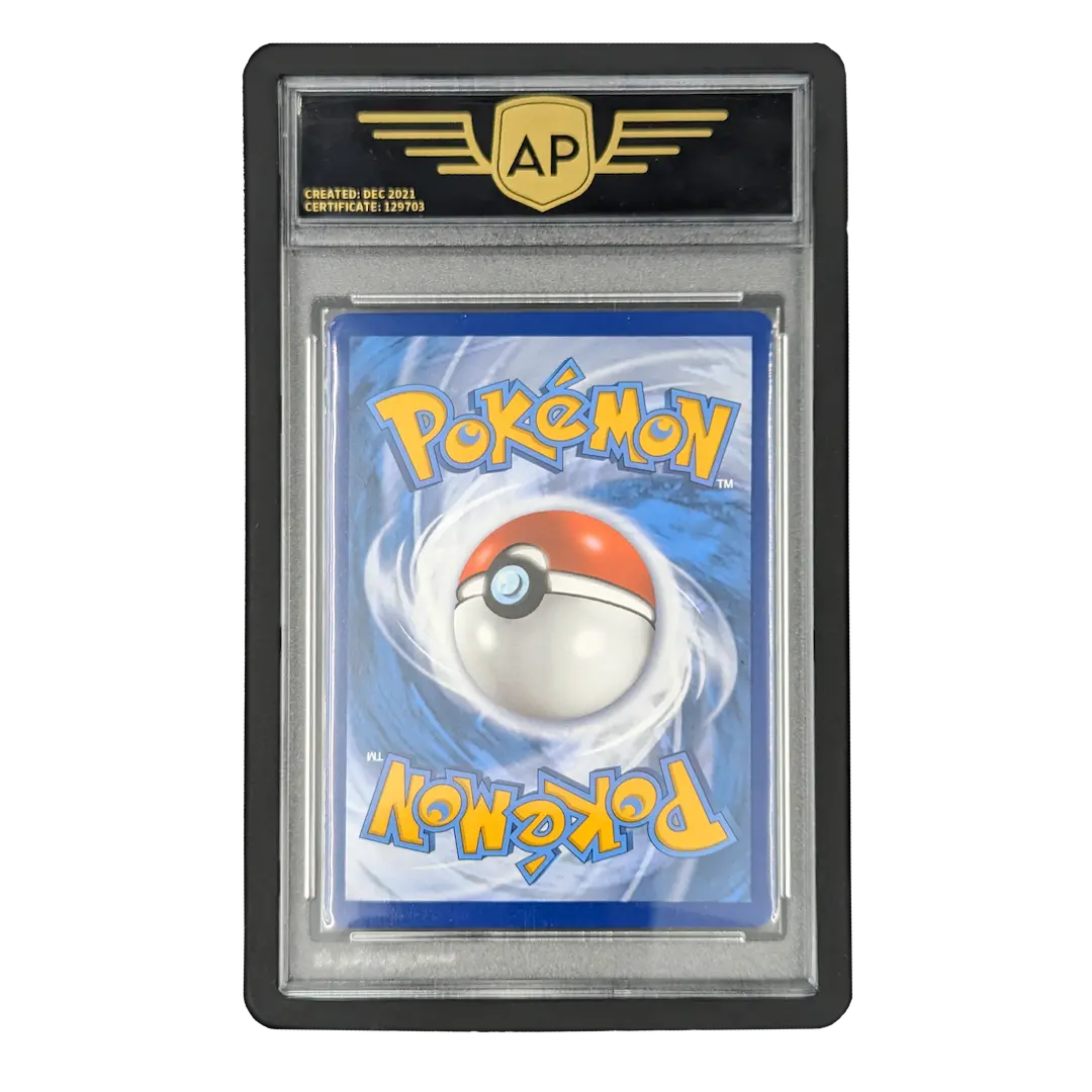 PSA Slab Bumper - Black protecting a graded Pokémon card in a display slab.