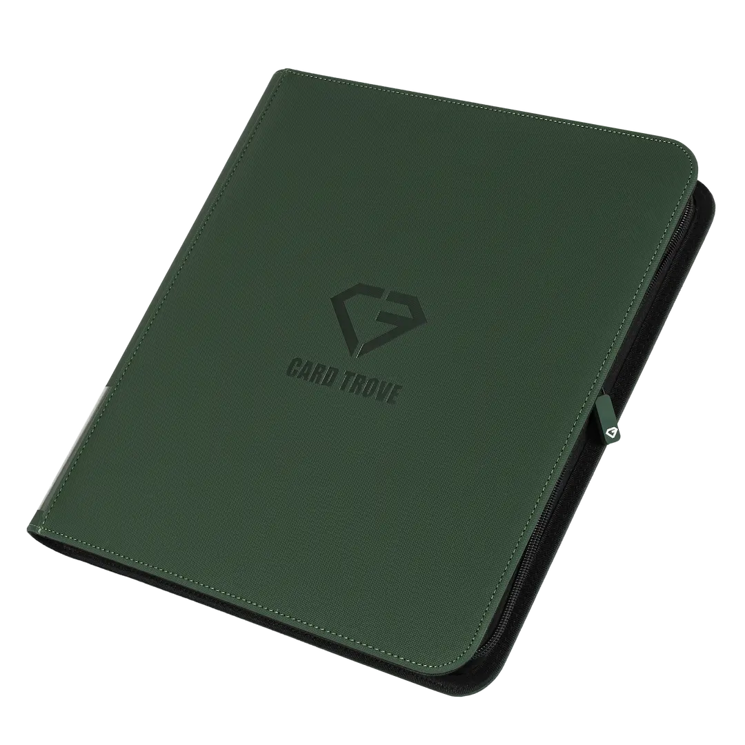 Reliure de cartes 12 pochettes verte, reliure de cartes premium pour 480 cartes à collectionner standard, résistante aux éclaboussures et aux chocs.