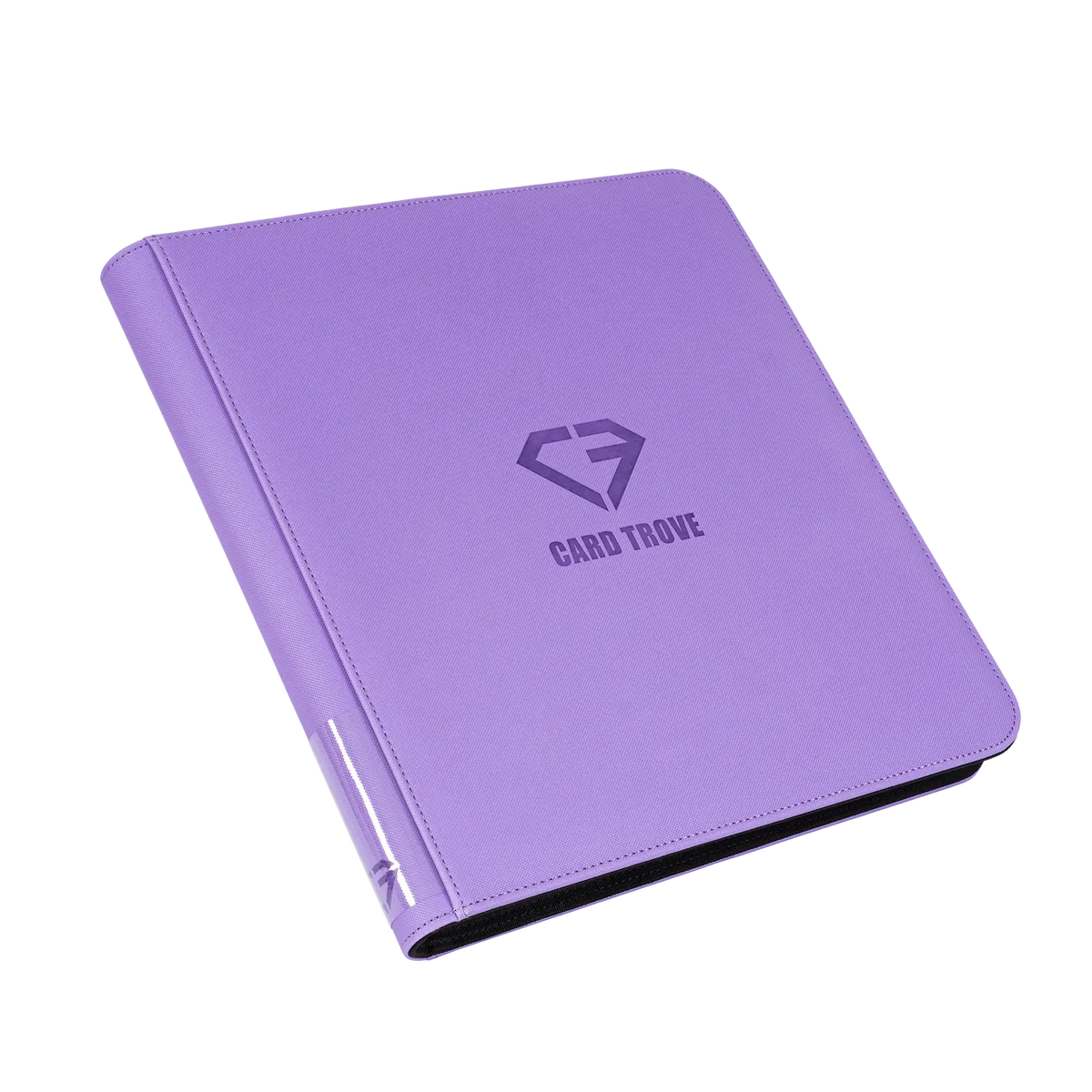 12-Pocket Card Binder Purple with fine surface finish and zipper closure for standard trading cards.