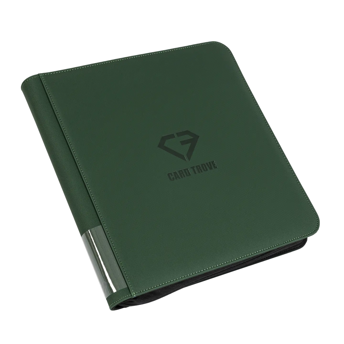 12-Pocket XL Card Binder Green, sturdy binder for 720 trading cards, splash and impact resistant with smooth zipper.