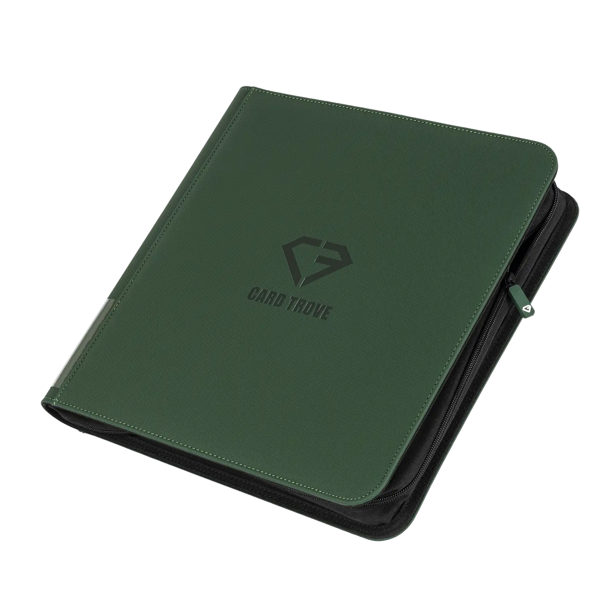 12-Pocket XL Card Binder Green, sturdy design for up to 720 standard trading cards with smooth zipper.