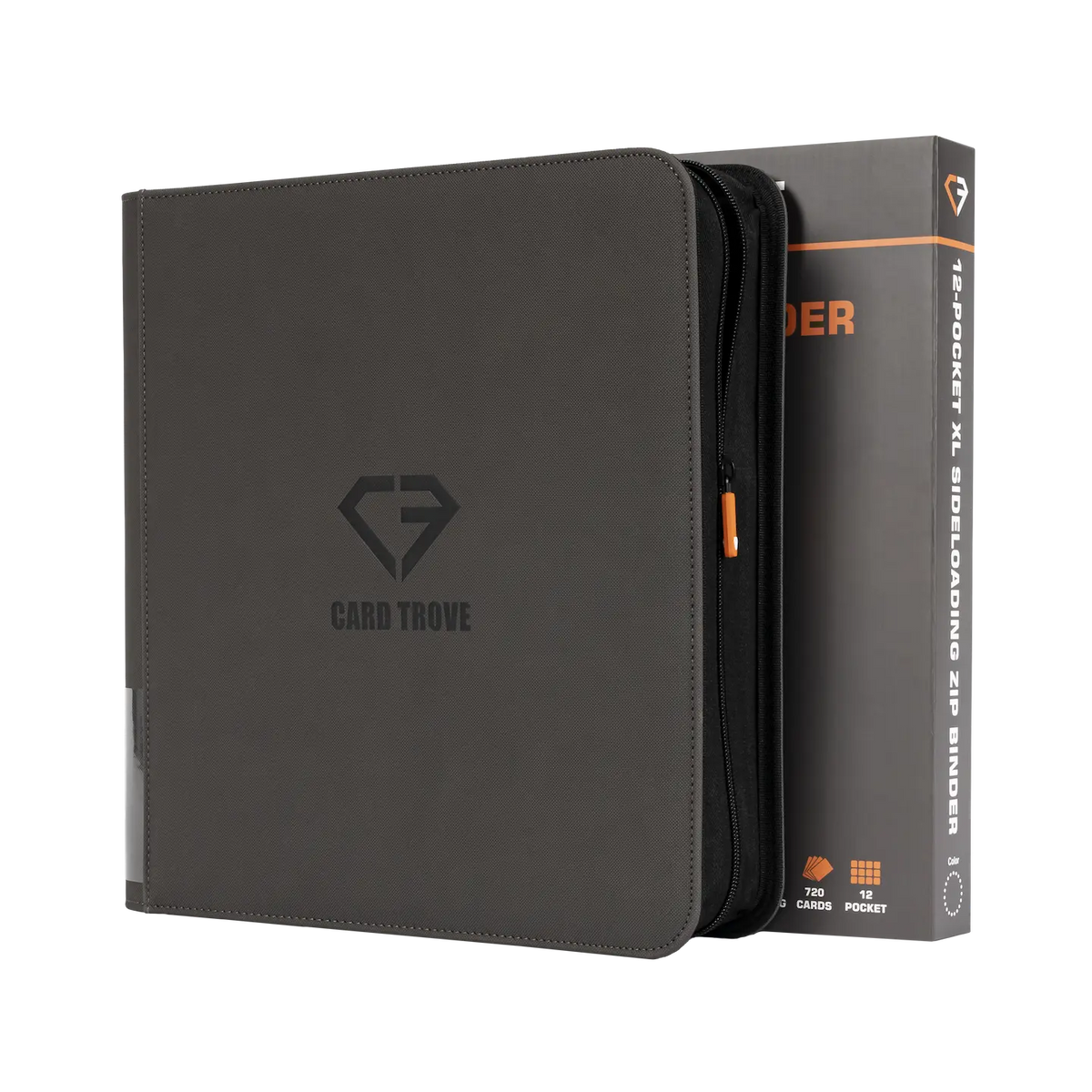 12 Pocket XL Card Binder featuring a sleek design, sturdy construction, and capacity for 720 standard trading cards.