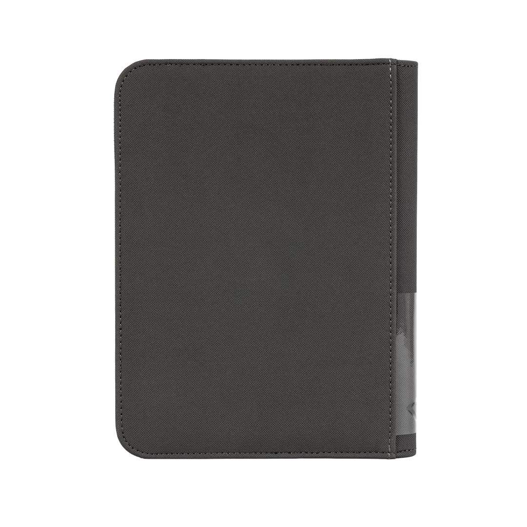 Oversized Jumbo Card Binder in black design with ultra clear sideloading compartments for 40 jumbo trading cards.