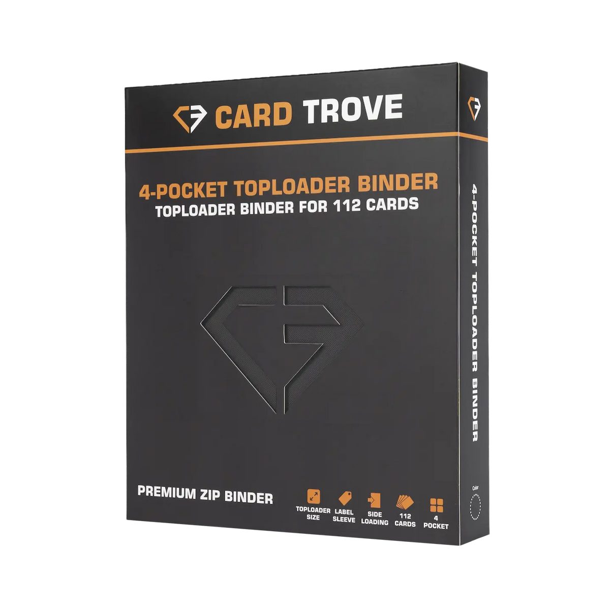 4-Pocket Toploader Card Binder Grey packaging showing toploader binder for 112 cards