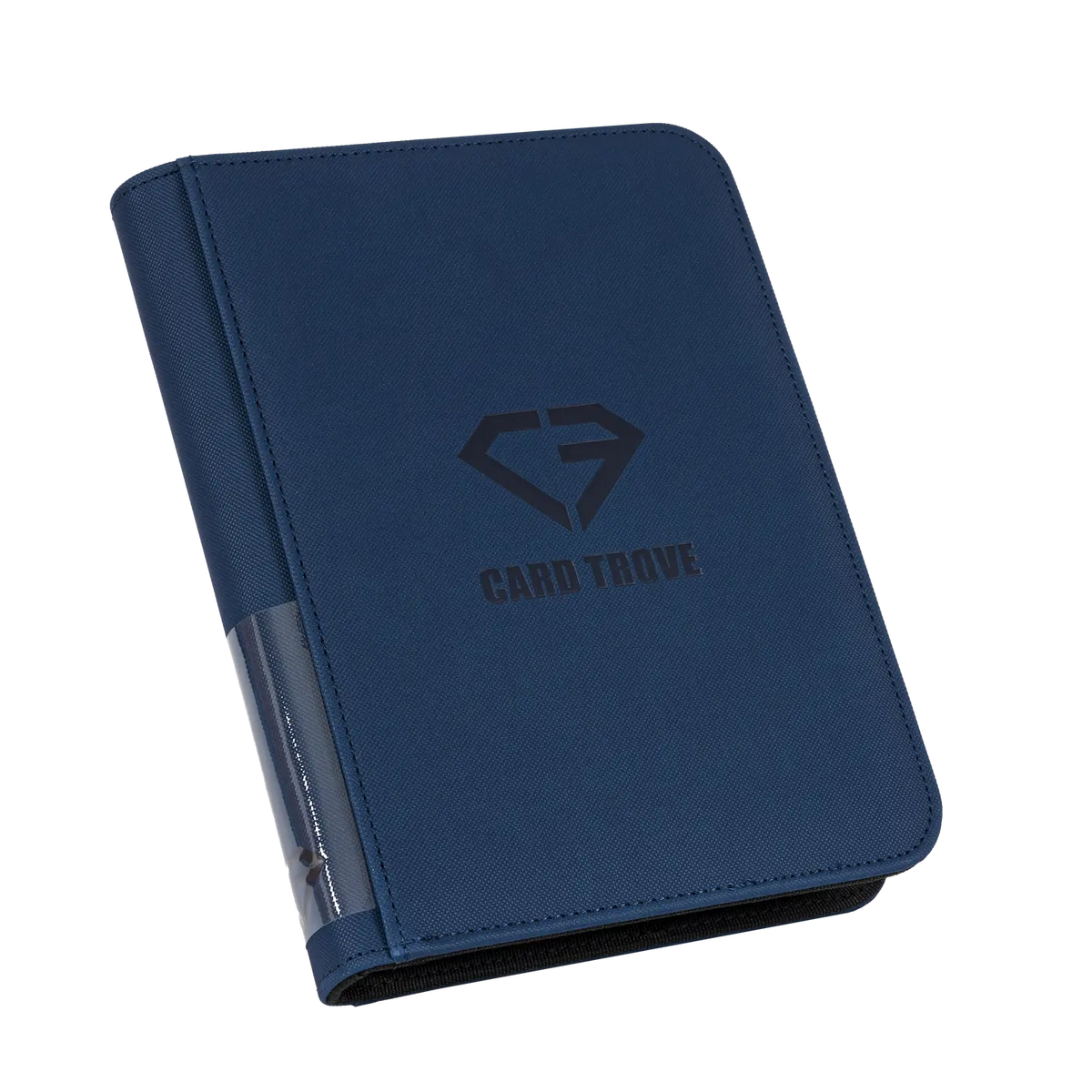 4-Pocket Card Binder Blue, premium binder for standard trading cards, splash resistant with ultra clear compartments.