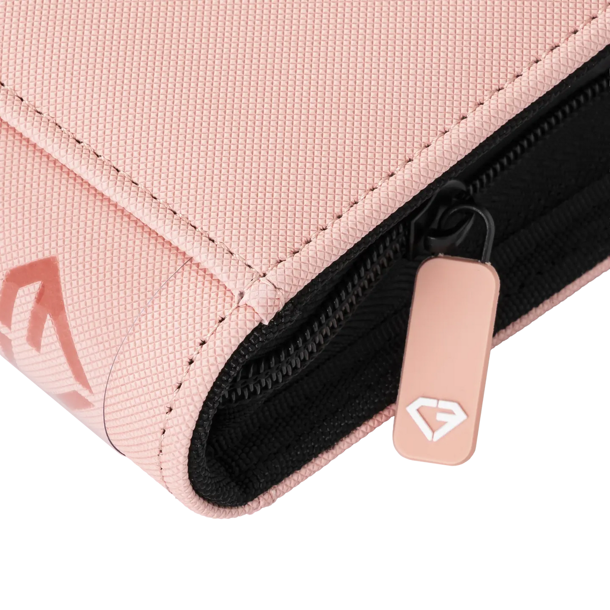 Close-up of the zipper and texture of the 4-Pocket Card Binder Pink showcasing its quality and design.