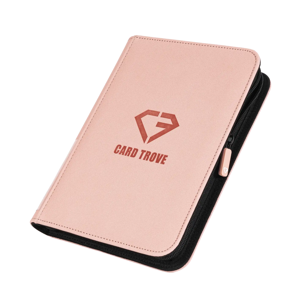 4-Pocket Card Binder Pink with zipper and logo, perfect for protecting trading cards.