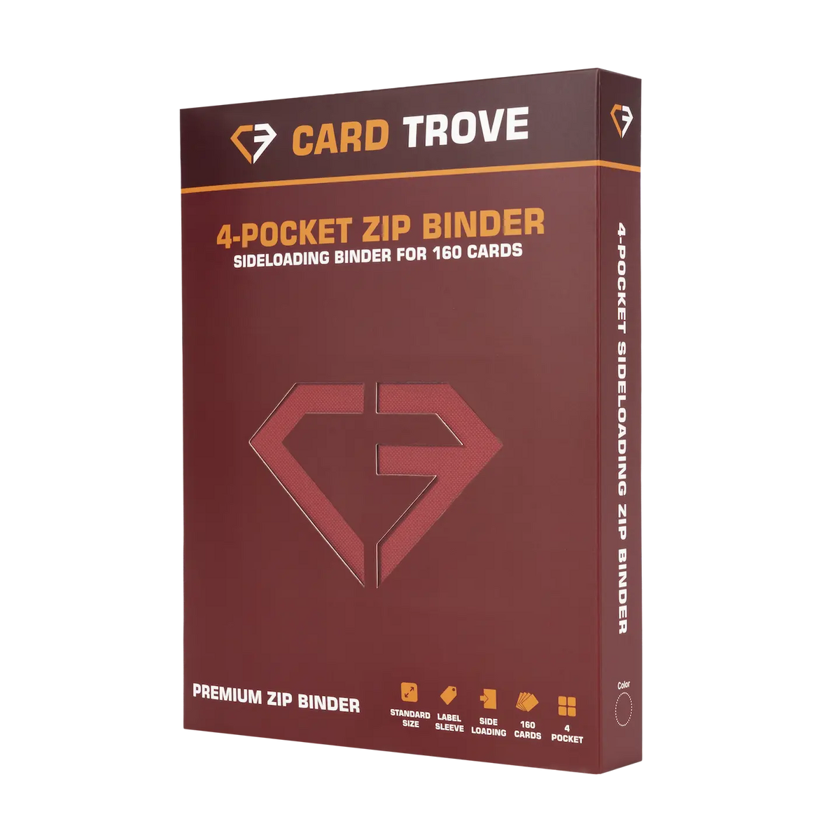 4-Pocket Card Binder Red with zip design for storing 160 trading cards in a sturdy premium case.