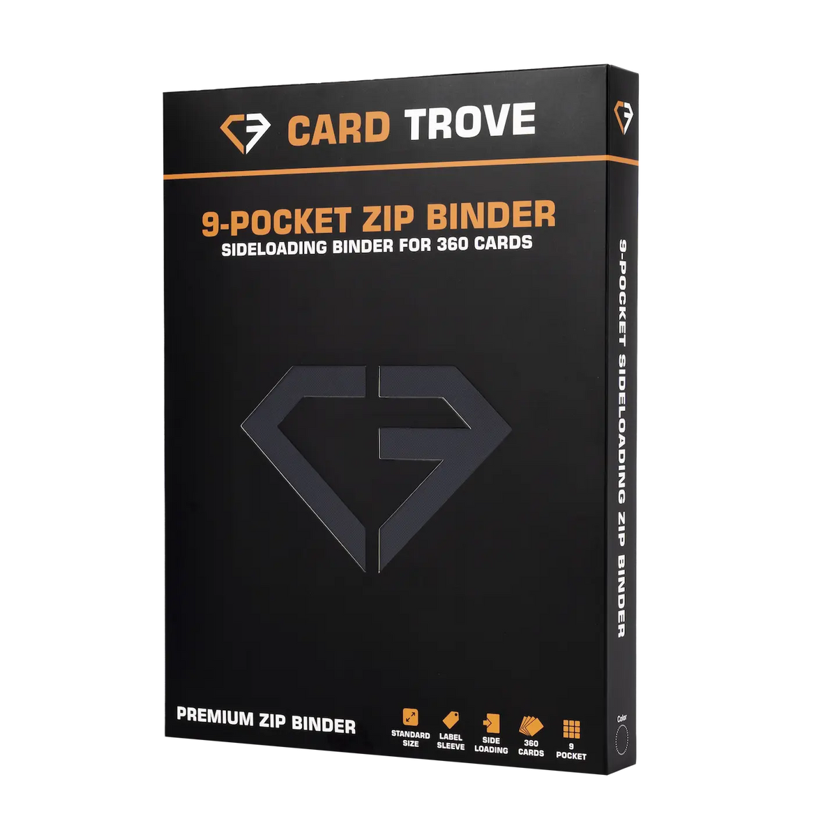 9-Pocket Karten-Binder Schwarz – Premium-Binder für 360 Standard-Sammelkarten mit seitlichen Fächern.
