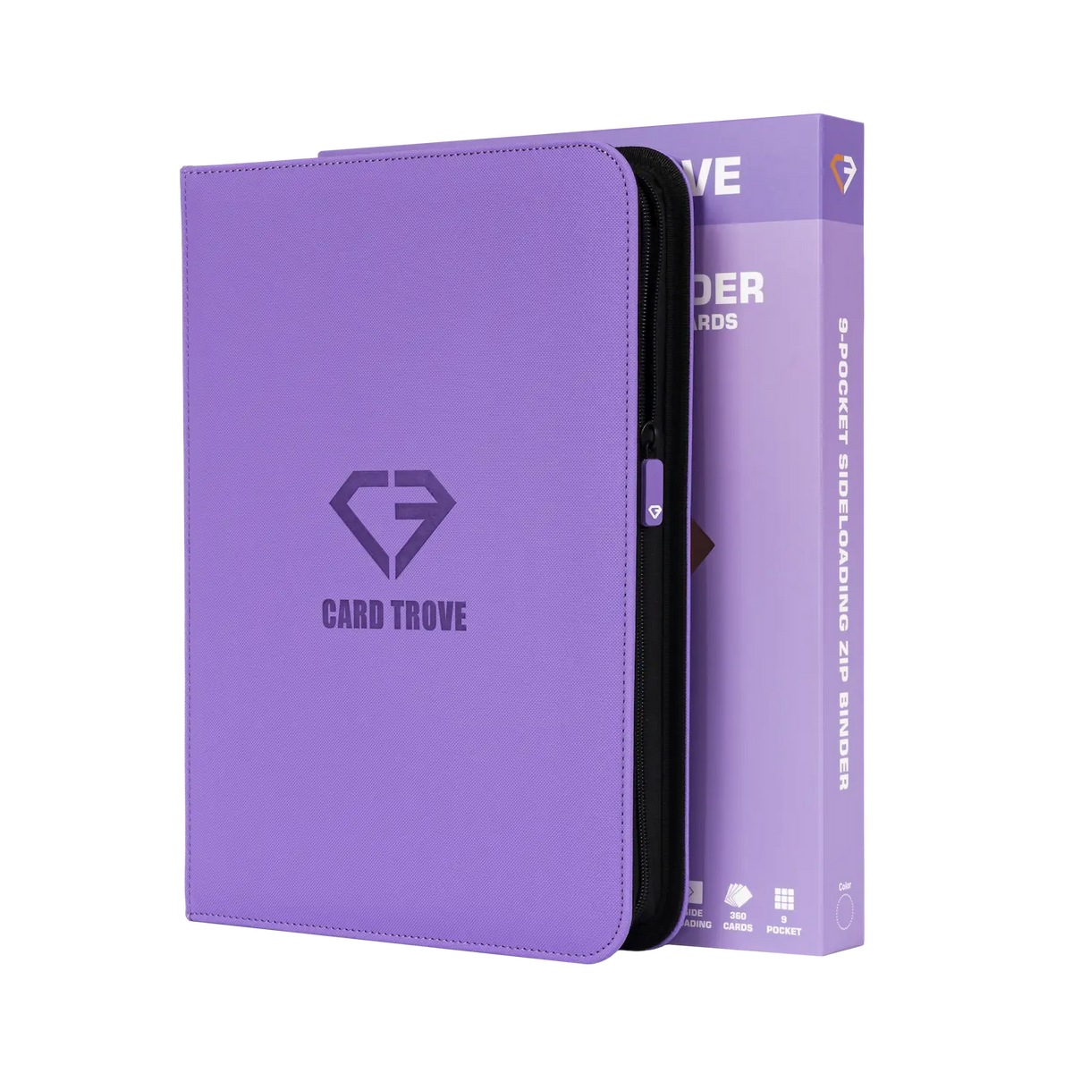 9-Pocket-Kartenbinder Lila mit Reißverschluss und Premium-Design für Standard-Sammelkarten.
