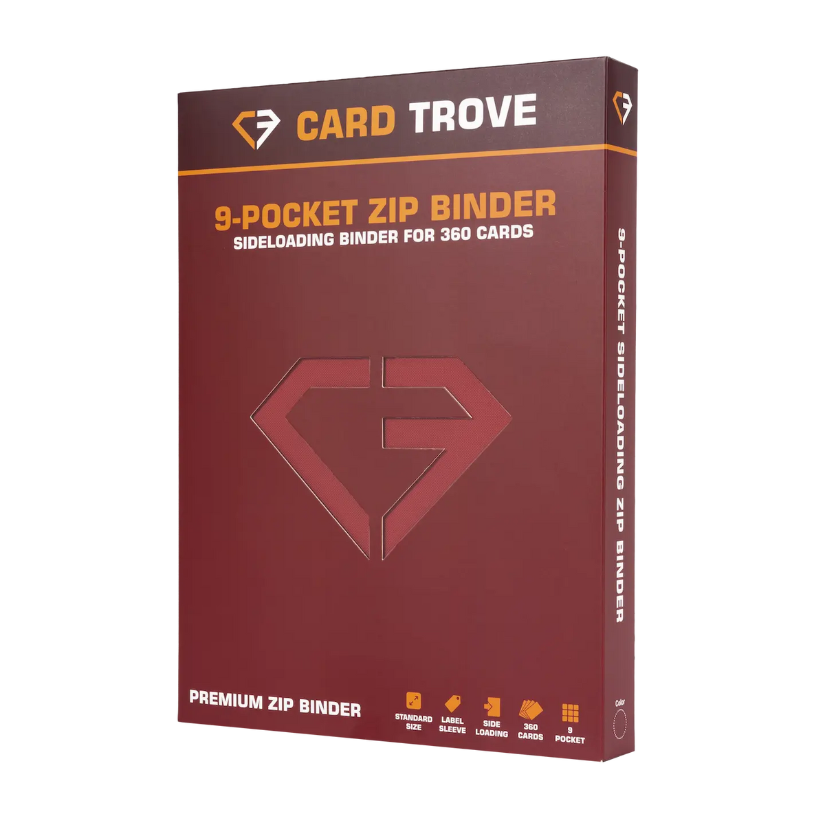 9-Pocket-Kartenbinder Rot von Card Trove, Premium-Binder mit seitlicher Einsteckmöglichkeit für 360 Standard-Sammelkarten.