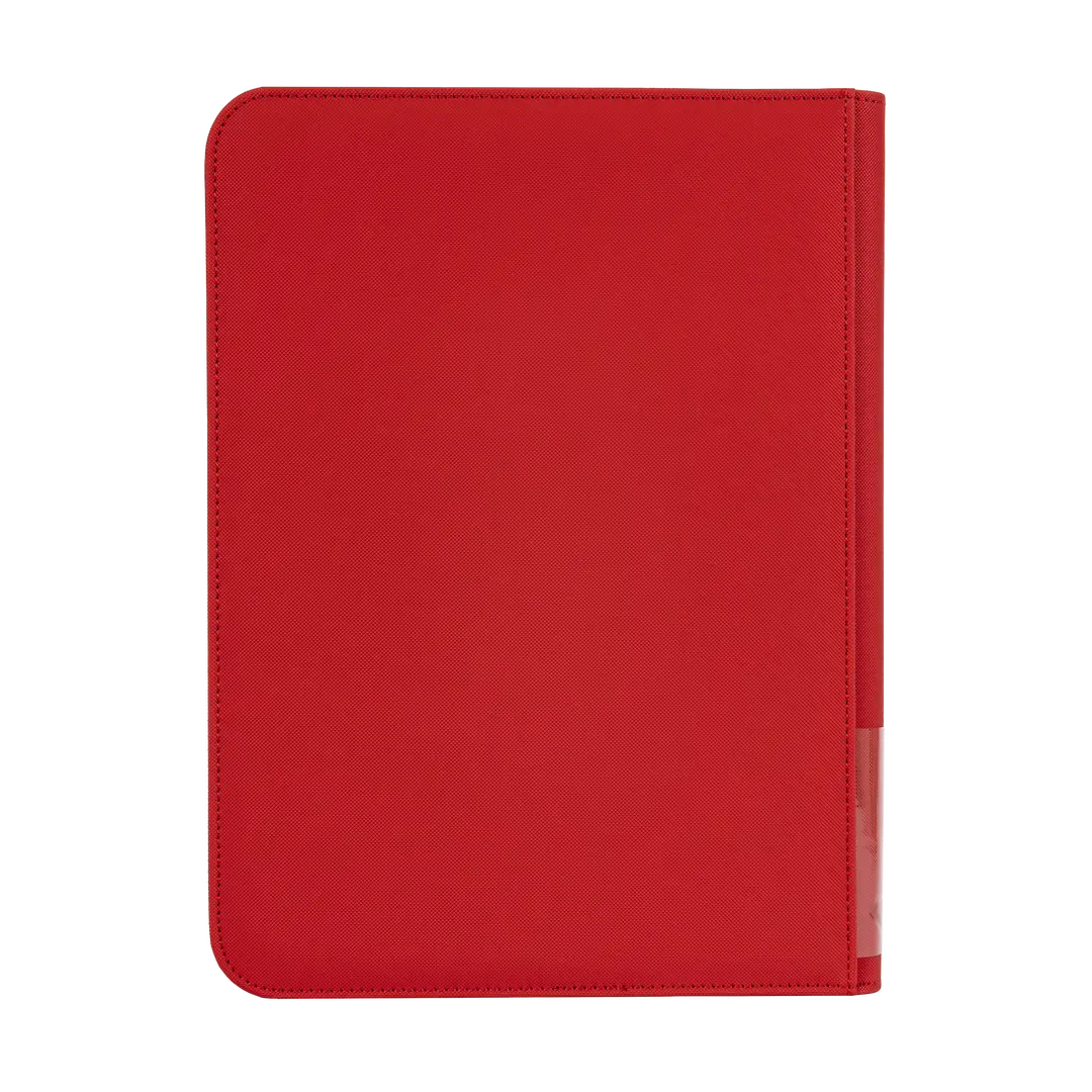 9-Pocket Karten-Binder Rot, strapazierfähiger Binder für Standard-Sammelkarten, spritzwassergeschützt mit glattem Reißverschluss.