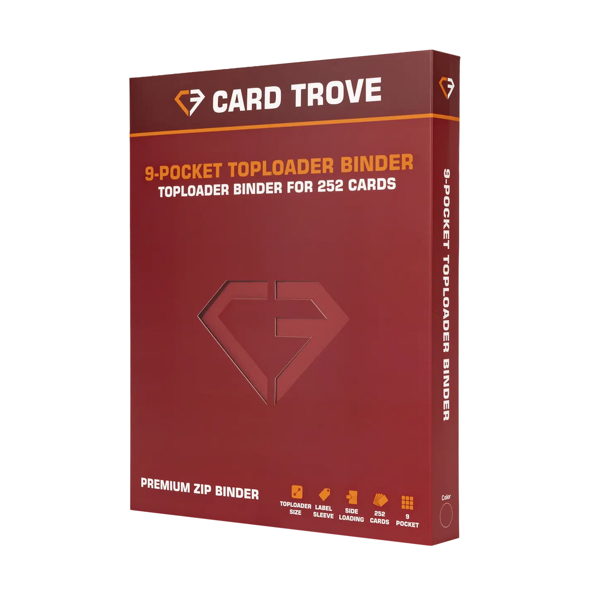 9-Pocket Toploader Card Binder Red for storing 252 trading cards with a premium zip binder.