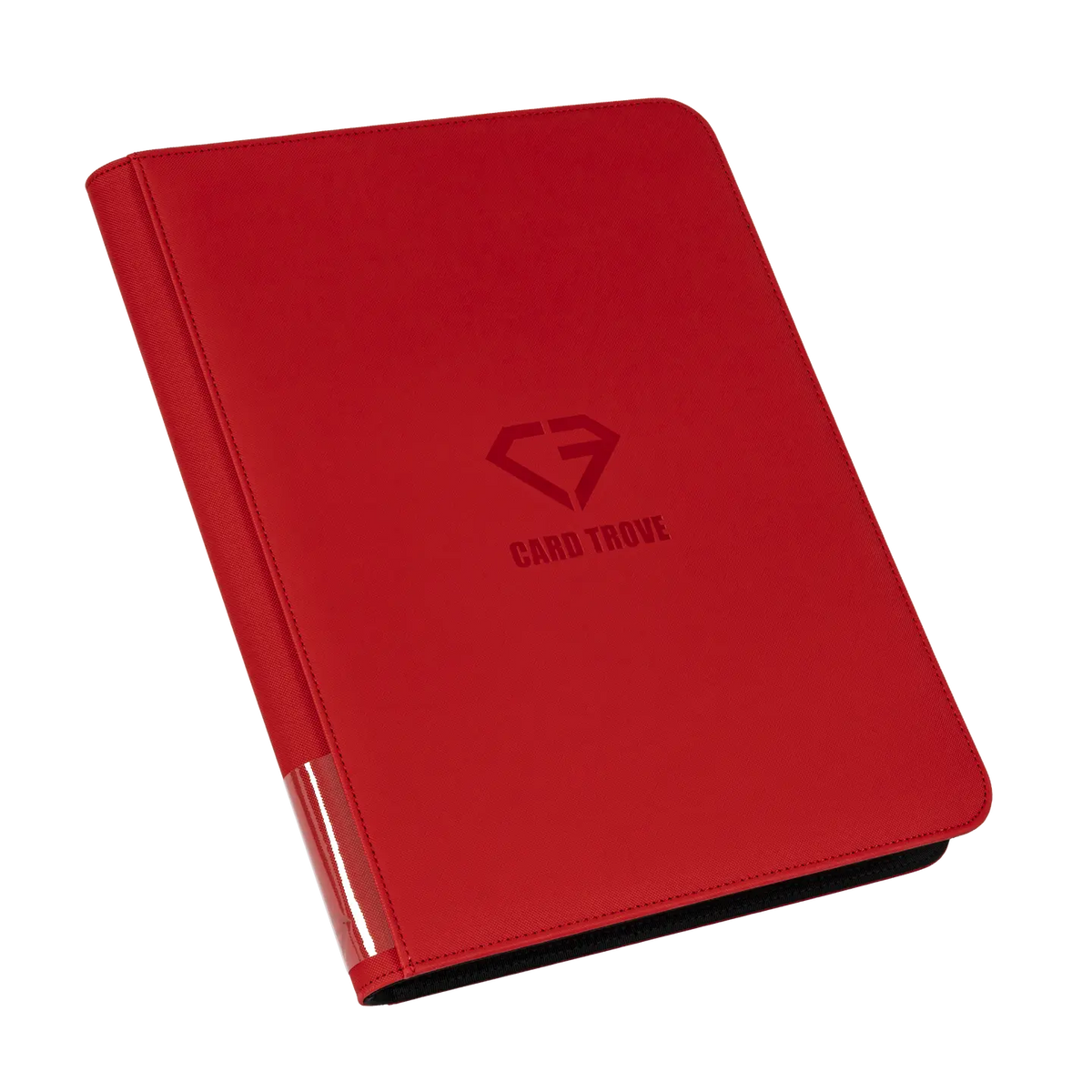 9-Pocket Toploader Card Binder Red with smooth zipper and sturdy design for secure card storage.