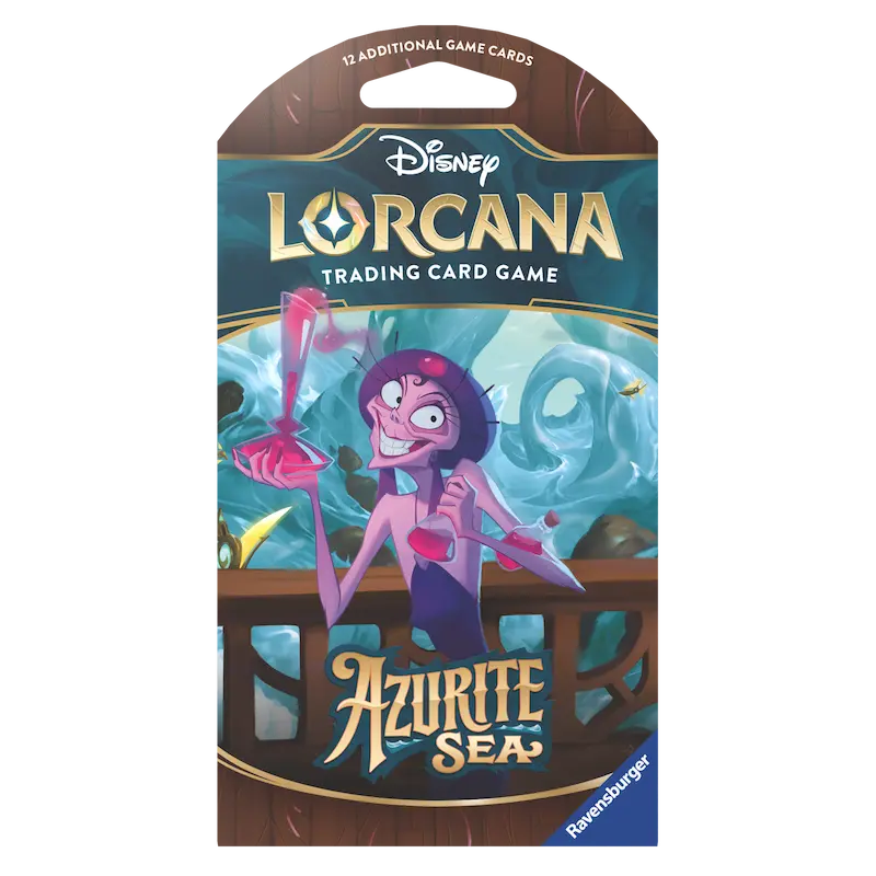 Azurite Sea Sleeved Booster mit Disney Lorcana Sammelkartenspiel-Artwork und Charakterdesign.