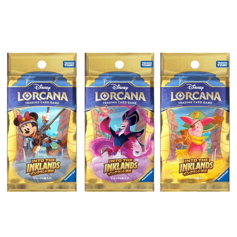 Into the Inklands Japanese Booster Box featuring Disney Lorcana trading cards.