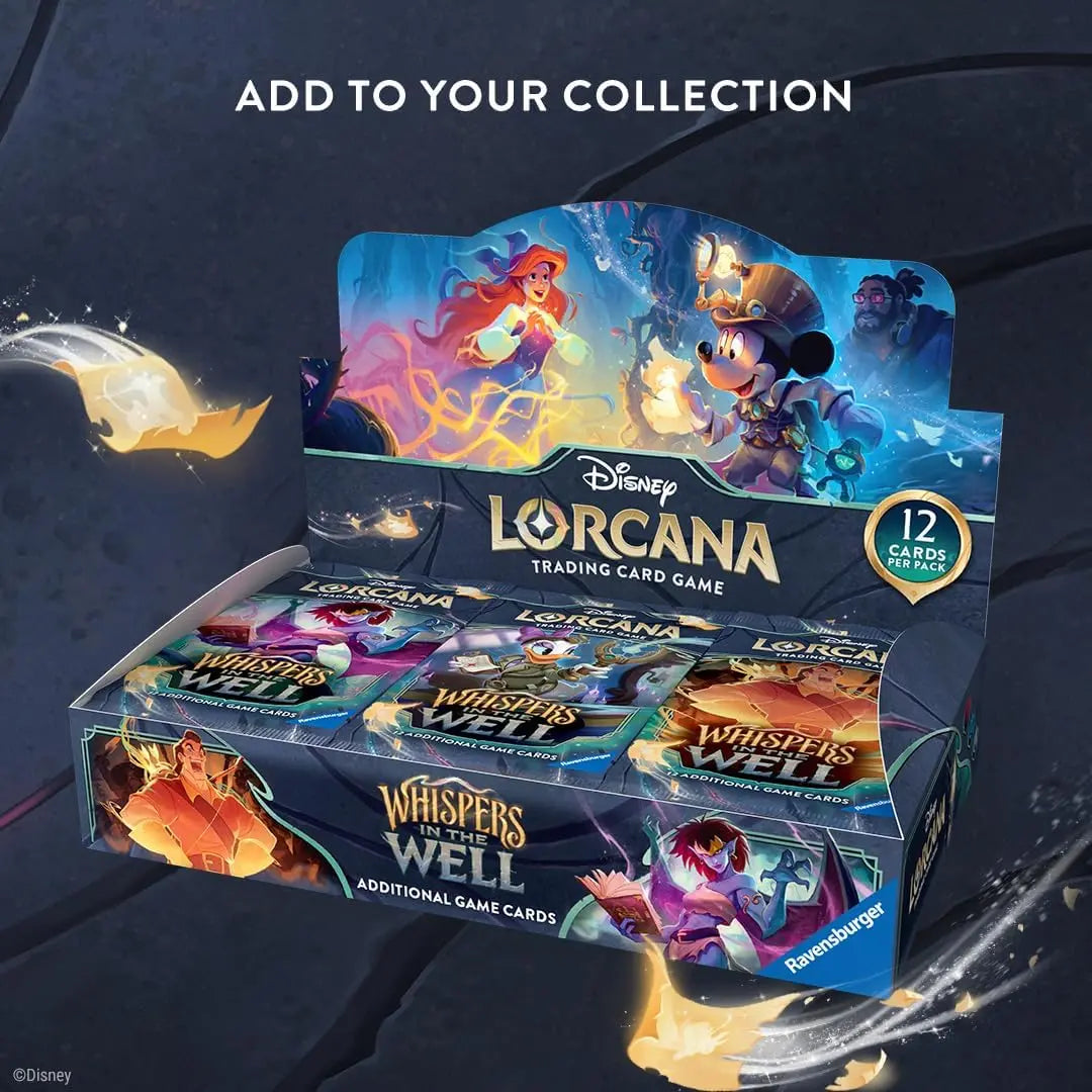 alt
Whispers in the Well Booster Box mit dem Disney Lorcana Sammelkartenspiel, 12 Karten pro Packung.