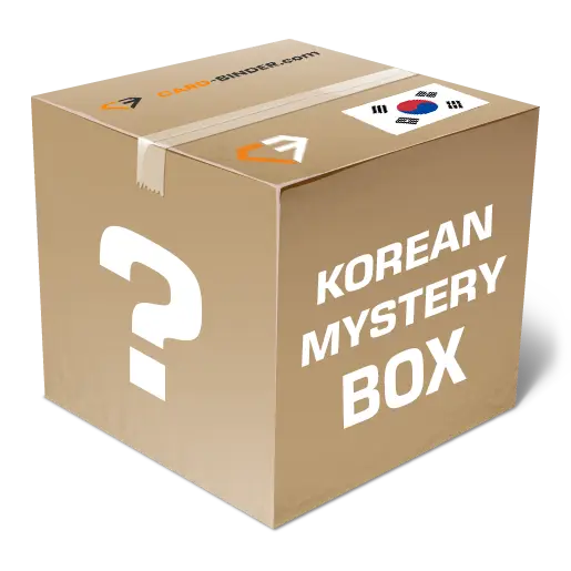 Korean Mystery Box with a question mark design, featuring cirdbinder.com branding and Korean flags.