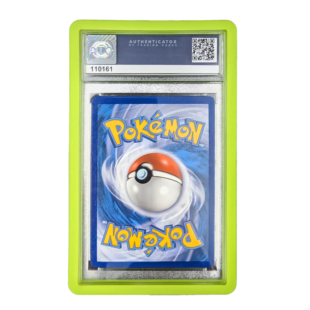 PSA Slab Bumper - Light green protecting a graded Pokémon card in a premium display.
