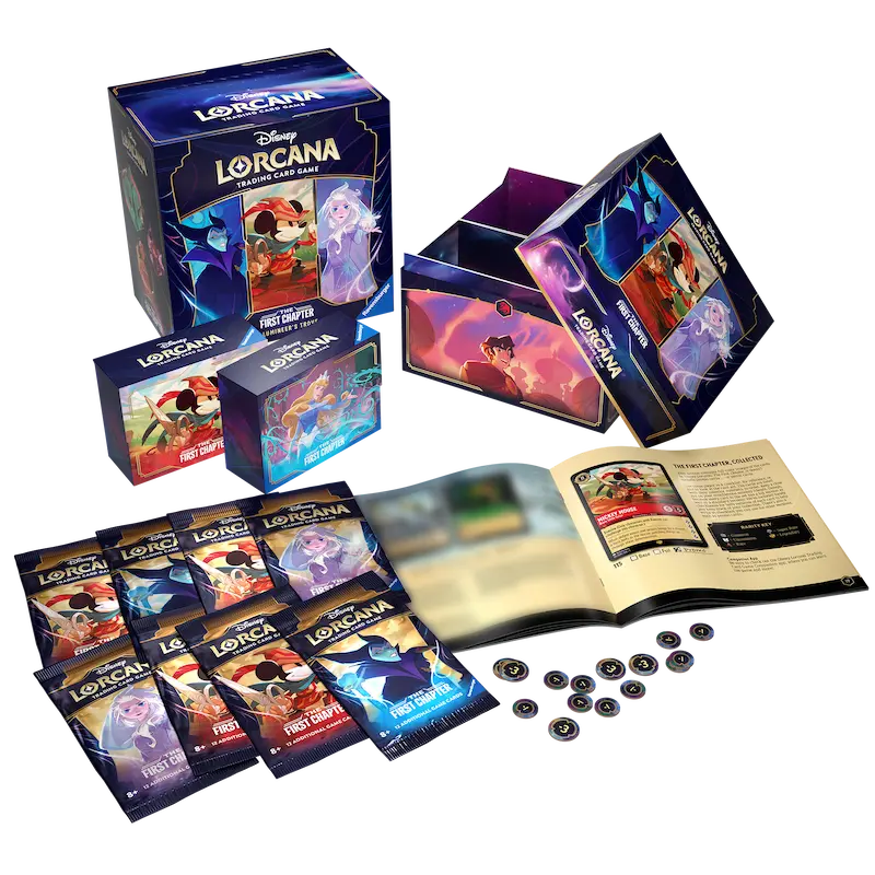 alt
Das erste Kapitel Illumineer's Trove mit Booster-Packs, Box-Set und Spielmaterialien für Disney Lorcana.
