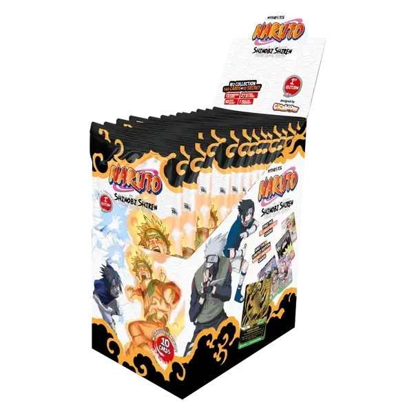 Naruto Mythos Shinobi Shiren Booster Box Case (1st) showcasing artwork from the iconic anime series.