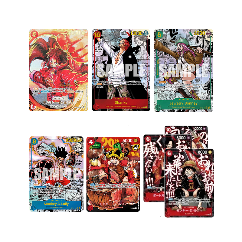 One Piece Hit Pack (Livestream) mit verschiedenen Sammelkarten wie Shanks und Monkey D. Ruffy.