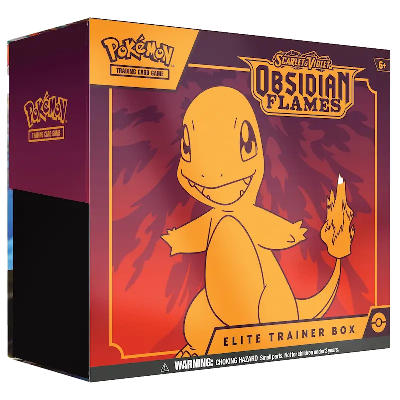 alt
Pokémon SV03 Obsidian Flames Elite Trainer Box mit Charmander, lebendigem Design und tollen Sammlerstücken.