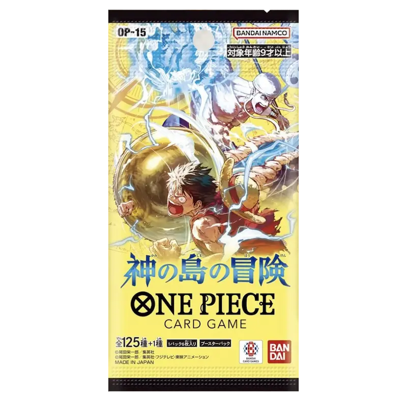 Adventure on KAMI's Island Japanese Booster Box packaging featuring characters from One Piece.