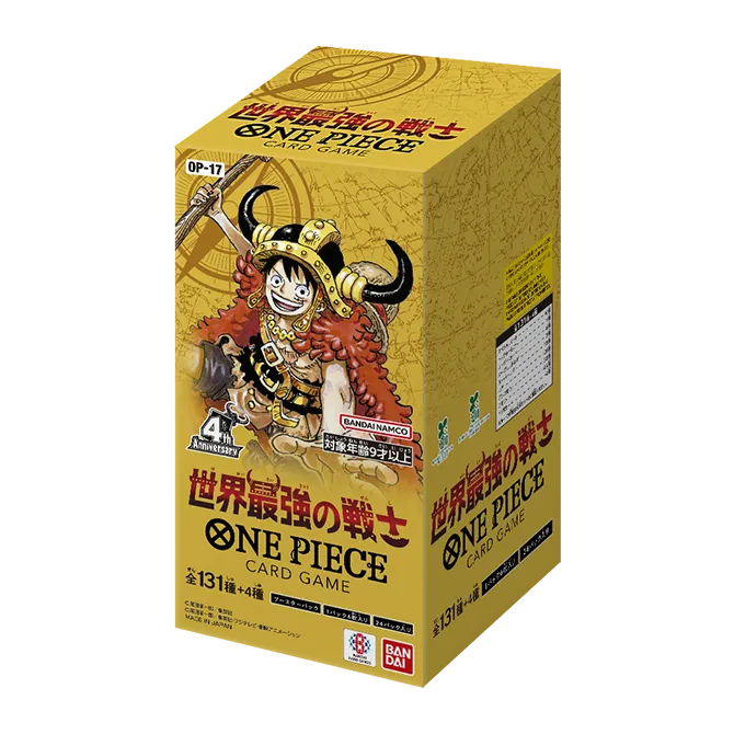 OP17 World's Strongest Warriors JP Box (Live-stream) featuring vibrant box art from the One Piece Card Game.