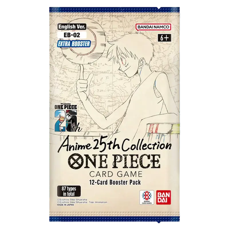 Anime 25th Collection Booster Box featuring One Piece TCG, 12-card booster pack by Bandai.