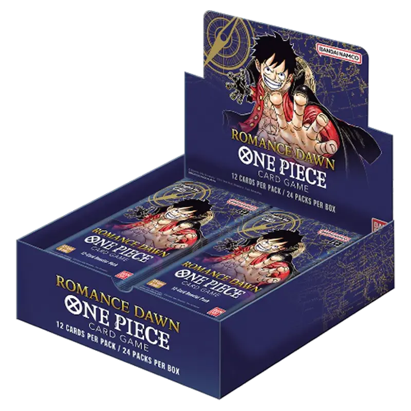 Romance Dawn Booster Box with 24 packs and 12 cards each from One Piece TCG, perfect for collectors and players.