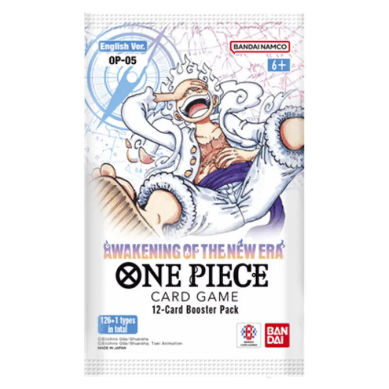 Awakening of the New Era Booster Box One Piece TCG 12-card booster pack with artwork from the card game.