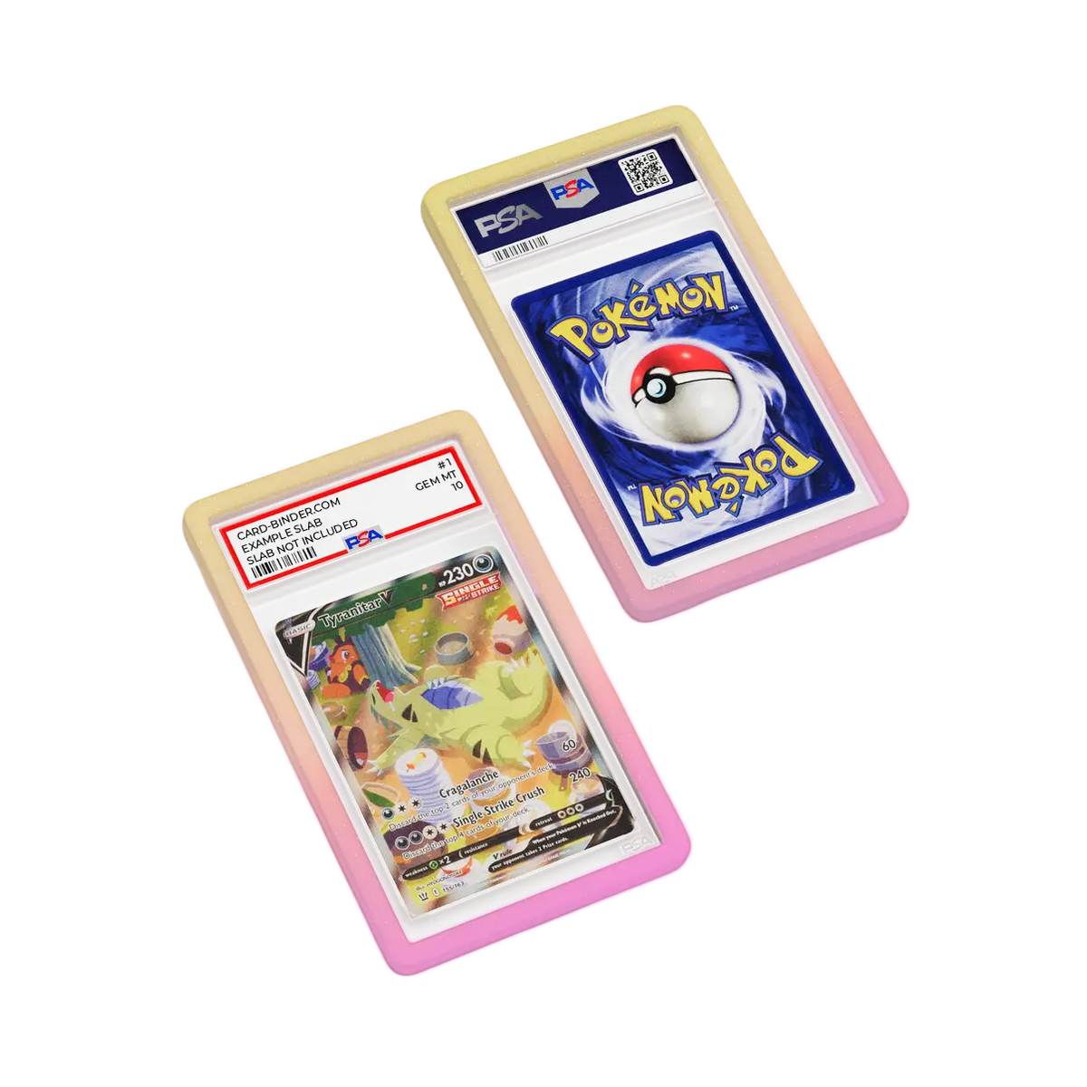 PSA Slab Guard - Peachy, entworfen für PSA-Slabs, mit einem lebendigen Pfirsichgelb & Pink-Farbverlauf.