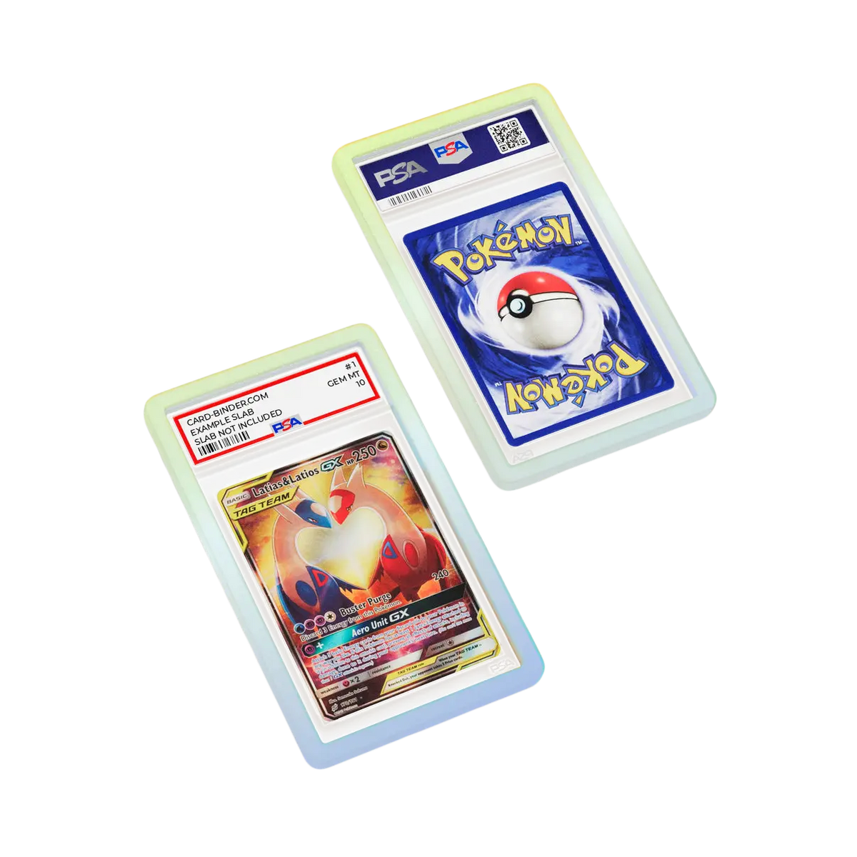 PSA Slab Guard - Skyline showcasing a colorful gradient around a Pokemon PSA 10 Slab.