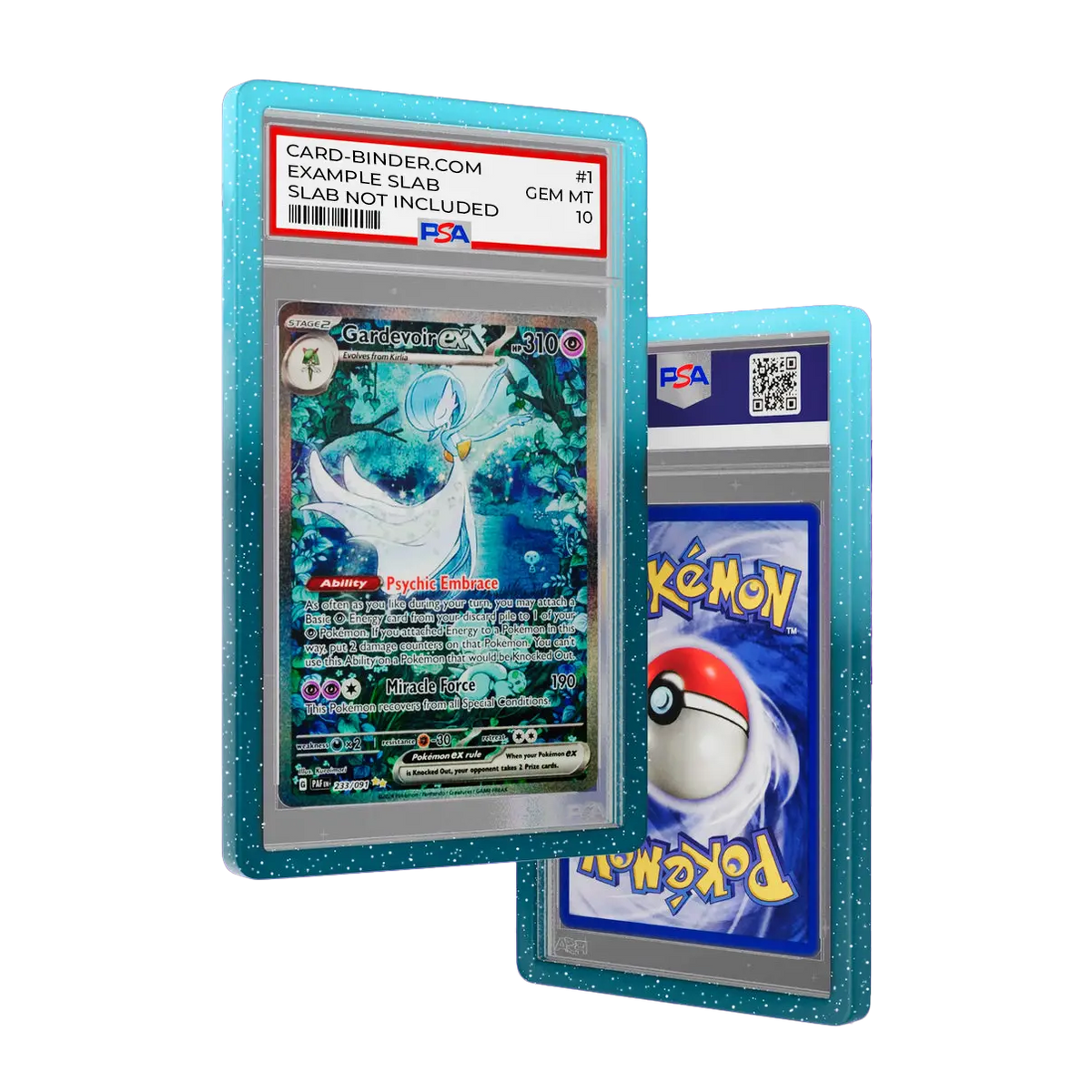 PSA Slab Guard - Enchanted with Gardevoir EX card, gradient color design, and PSA Slab Guard Protector for superior protection.