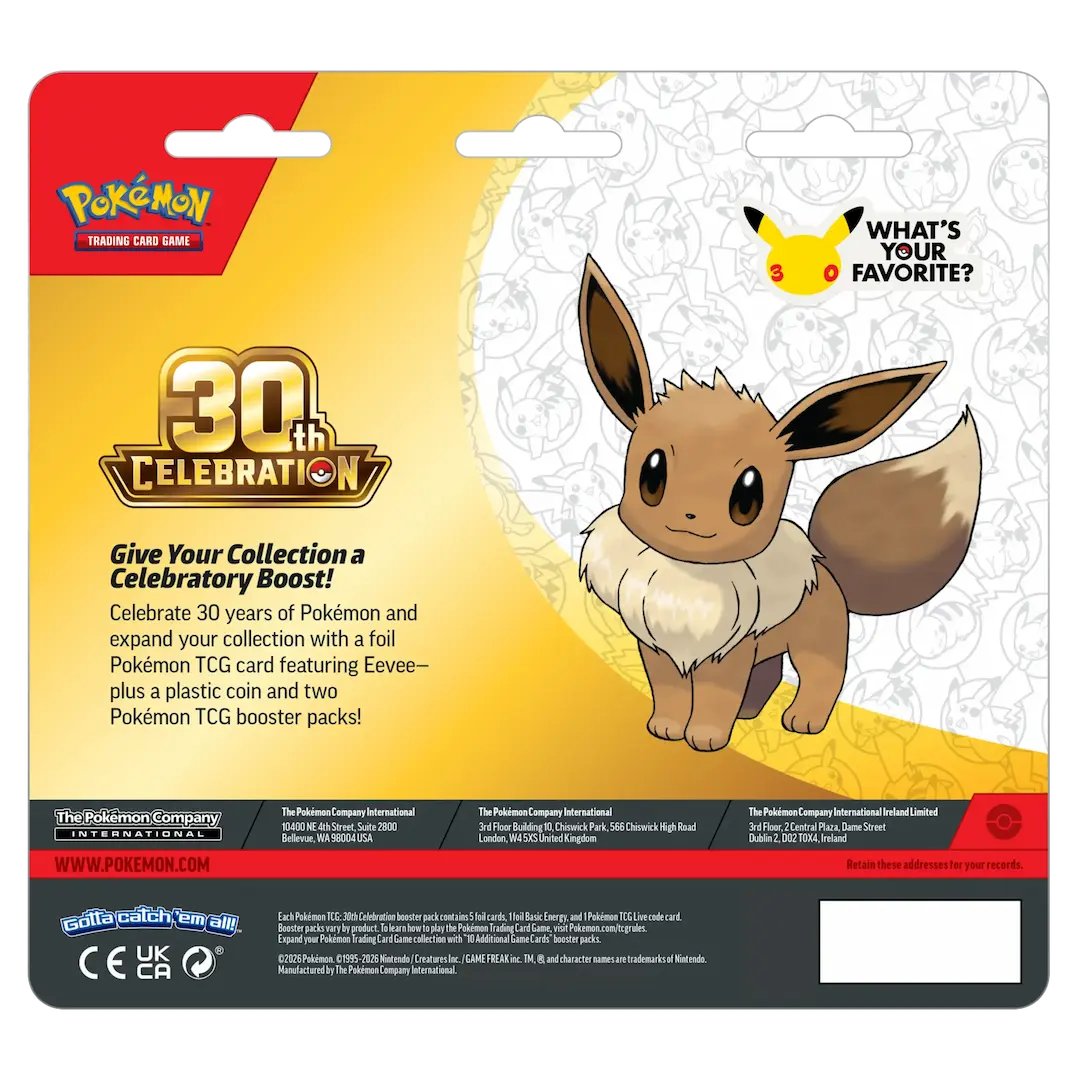 30th Celebration 2-Pack Blister Eevee image from the back of the blister