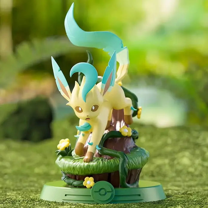 Eevee Figure from Pokémon Blind Box featuring Leafeon on a flowered base, perfect for collectors and fans!