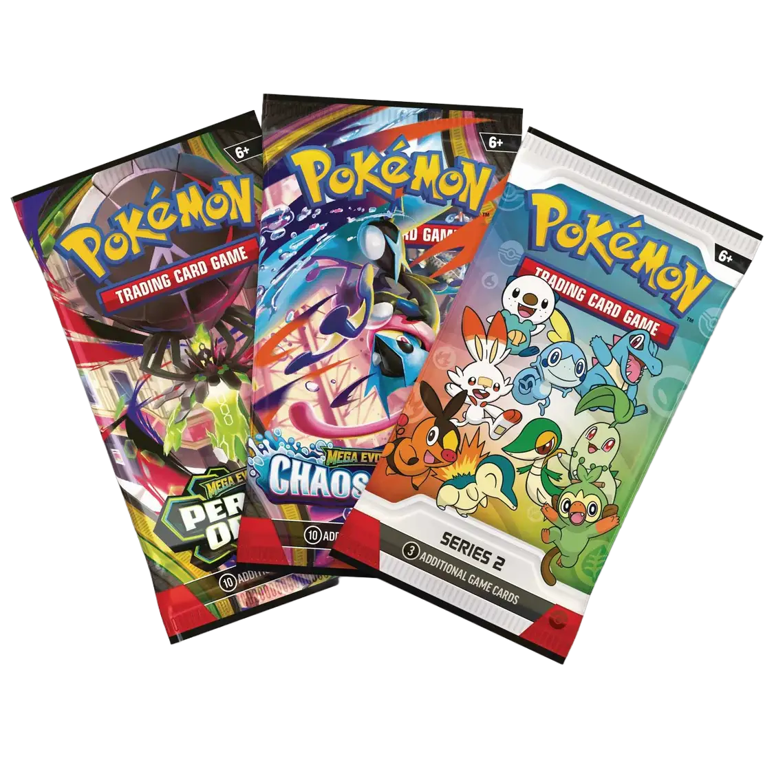 alt_tag: Pokémon TCG First Partner Illustration Box Series 2 pack artwork featuring Chaos and Series 2 designs.