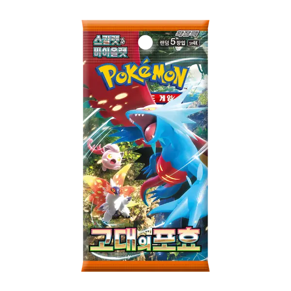 Ancient Roar Korean Booster Box featuring Pokémon cards with vibrant illustrations from the Ancient Roar set.