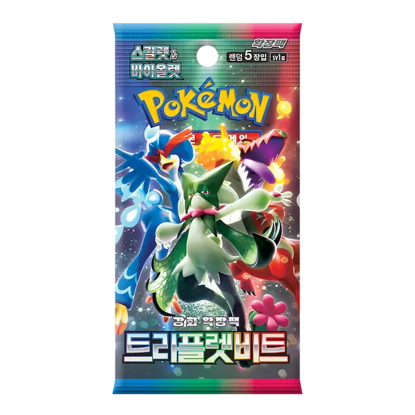 Triplet Beat Koreaanse Booster Box met Pokémon-personages uit de Triplet Beat-set, uitgebracht op 3 mei 2023.
