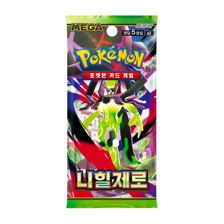 Nihil Zero Korean Booster Box featuring a colorful booster pack from the Pokémon card game.