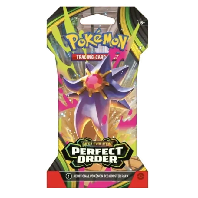 Booster sous plastique Perfect Order avec Méga-Gardien de légende dans un emballage coloré pour le JCC Pokémon.