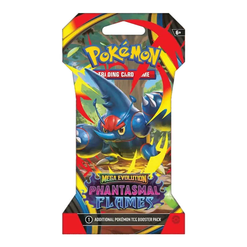 Phantasmal Flames Sleeved Booster (Live-stream) featuring Mega Gengar and Mega Charizard X in packaging.