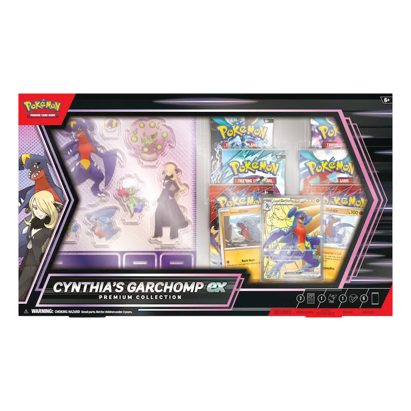 Cynthia's Garchomp Collection (Live-stream) featuring premium cards and acrylic sheet.